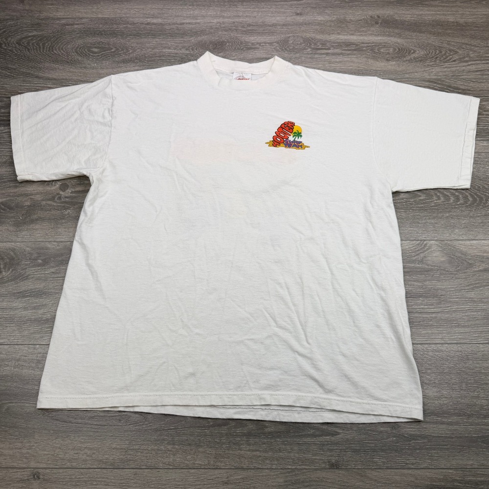 Vintage Hooters Surf Team T Shirt Mens XL White USA Single Stitch 90s Graphic